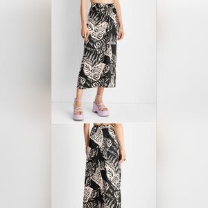Future Collective Botanical Tie Front Flowy Midi Skirt Size Large NWT